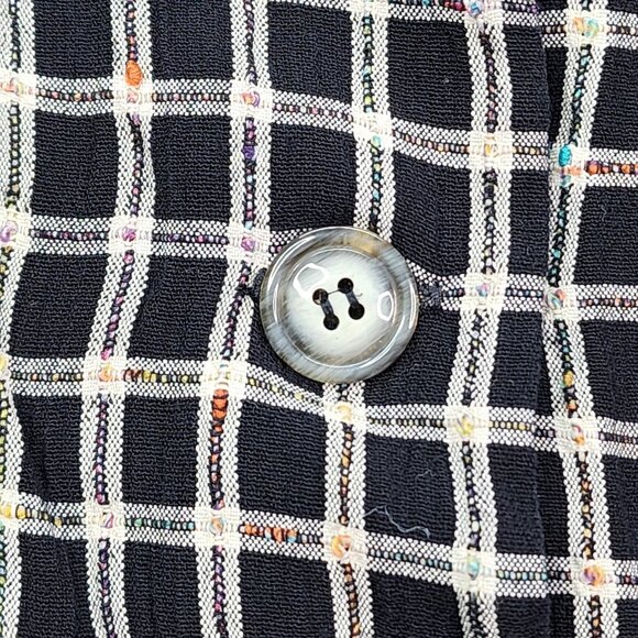 Vintage Addiction Button Up Blouse Women's Large Black Plaid Long Sleeve Top - Picture 3 of 11